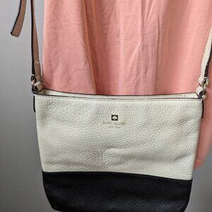 Kate ♠️ spade New York Southport Avenue Leather Crossbody in Cream & Black.
